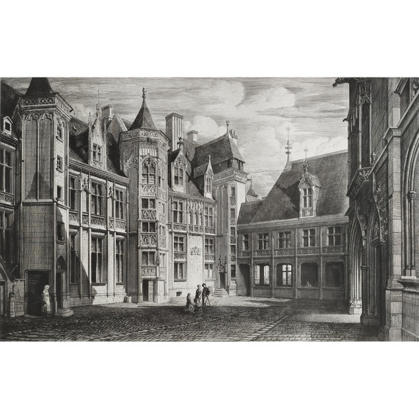 Palais Jacques Coeur à Bourges Gravure Archirecture Par Octave De Rochebrune