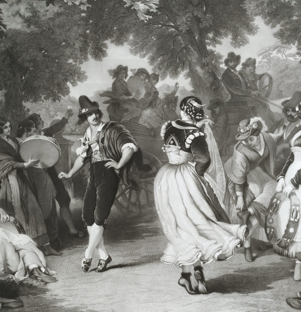 Il Saltarello La danza italiana Grande incisione del XIX secolo