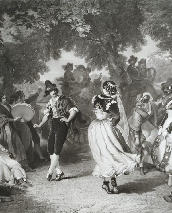 Il Saltarello La danza italiana Grande incisione del XIX secolo