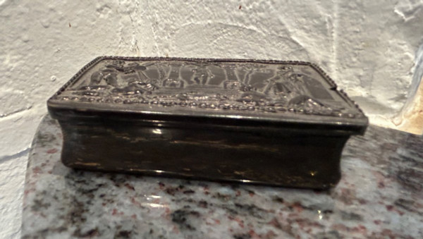 Freemasonry, freemason - Masonic Snuffbox In Horn 19th.