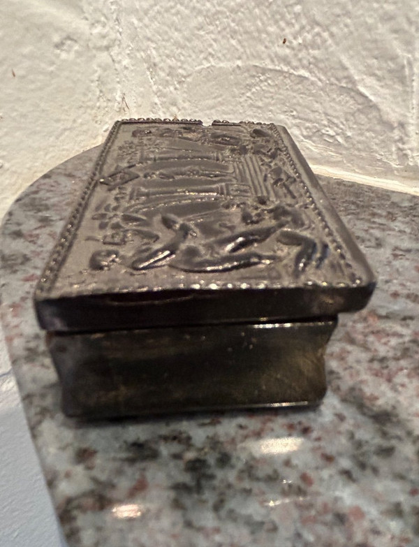 Freemasonry, freemason - Masonic Snuffbox In Horn 19th.