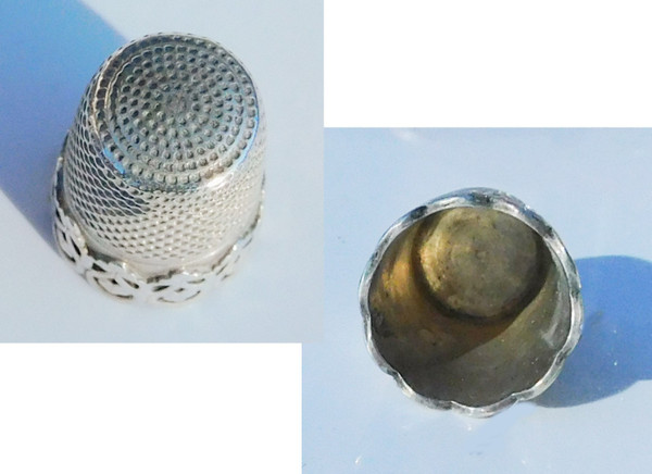 Kit da cucito Forbici in argento sterling, ditale, custodia per aghi, fine del XIX secolo, inizio del XX secolo