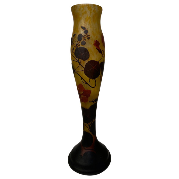 Large Daum Nancy Vase Croix de Lorraine Aux Capucines - 50 cm - Art Nouveau - c1905