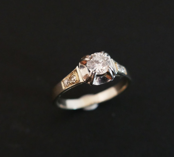 Bague Solitaire Diamant, Art Déco.