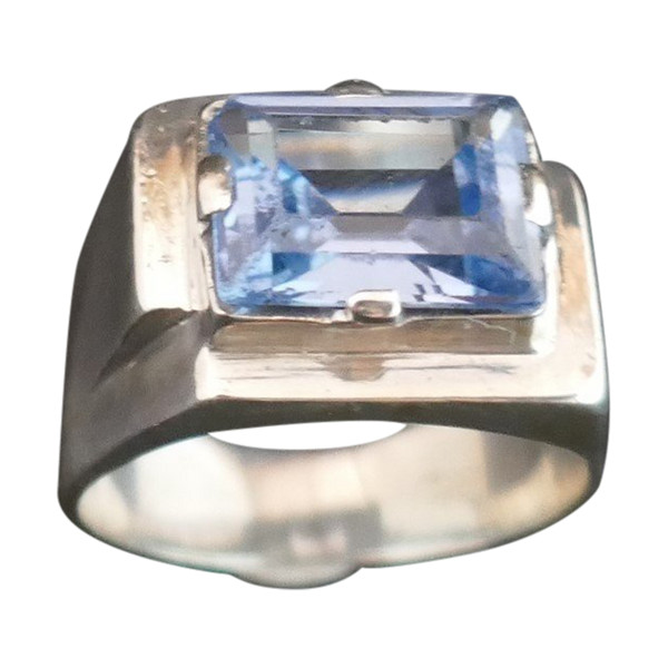 Anello Art Deco In Argento E Spinello Blu.