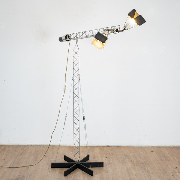 Lampadaire articulé Curtis & Jere Studio NYC USA, 1977 Métal chromé