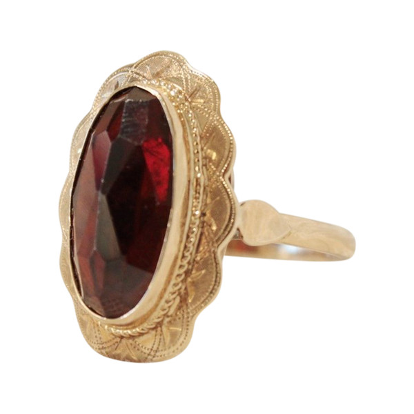 Anello marquise in oro giallo e granato misura dito 54