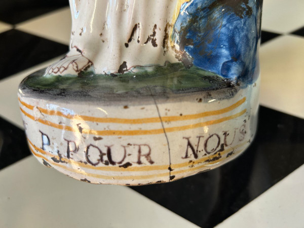 Grande Vierge D’accouchée En Faïence De Nevers «  Notre Dame Victoire Pour Nous » époque XVIIIé