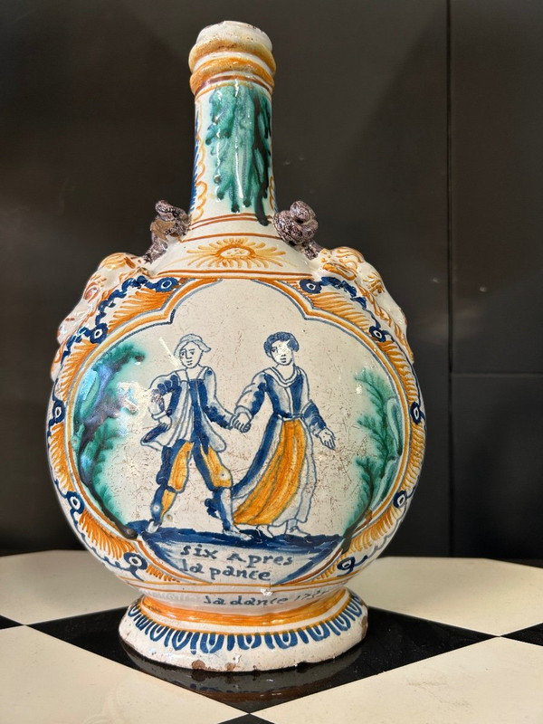 Rara Zucca Con Soggetti Bacchici Terracotta Di Nevers Datata 1735