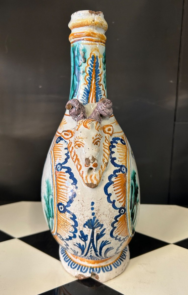 Rara Zucca Con Soggetti Bacchici Terracotta Di Nevers Datata 1735