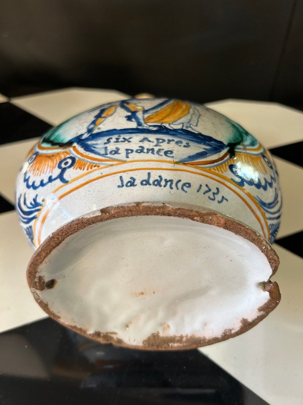 Rara Zucca Con Soggetti Bacchici Terracotta Di Nevers Datata 1735