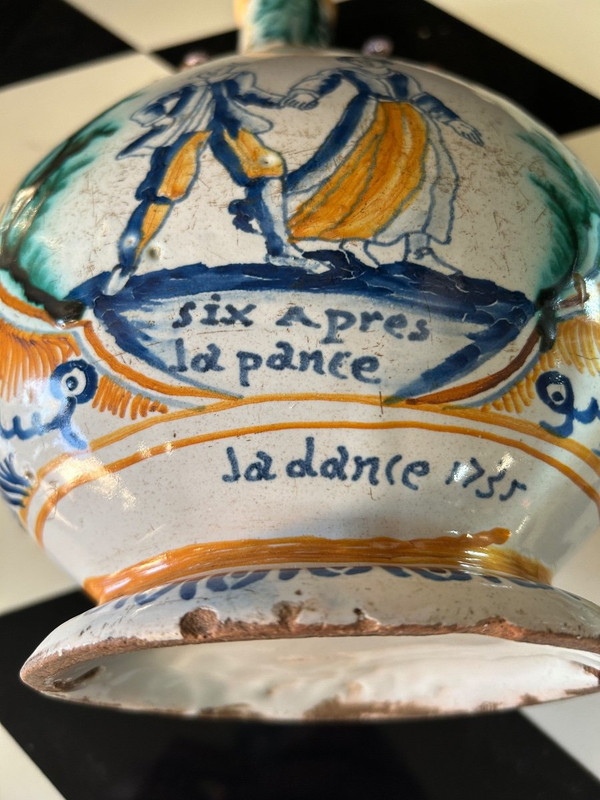 Rara Zucca Con Soggetti Bacchici Terracotta Di Nevers Datata 1735