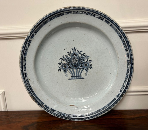 Rouen Earthenware Dish 18th Century Diameter 36 Cm