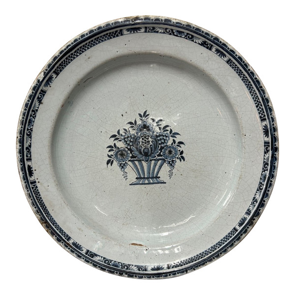 Rouen Earthenware Dish 18th Century Diameter 36 Cm