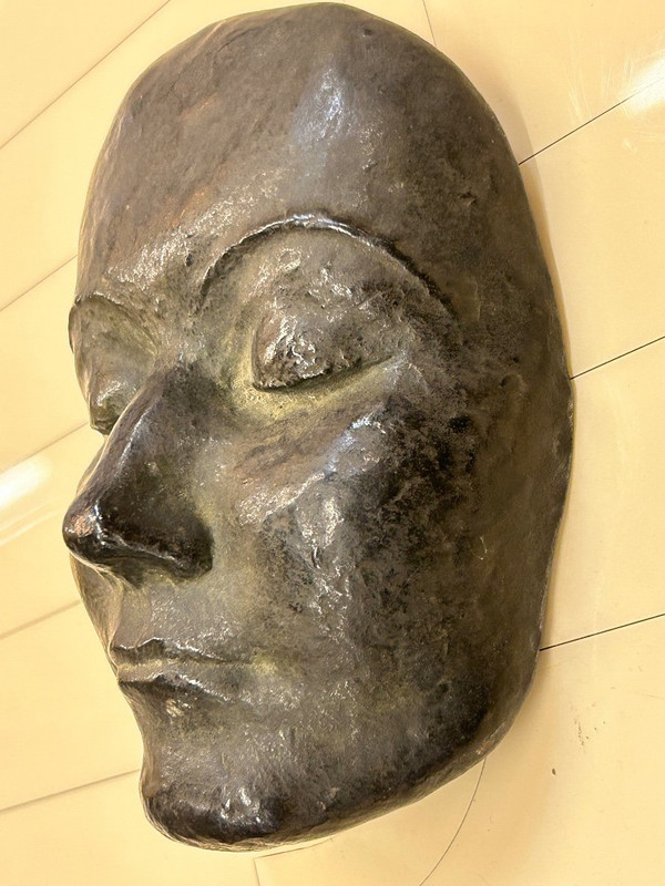 Maschera in Bronzo Firmata Seiler Datata 45 - Altezza 16 Cm