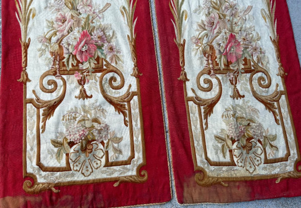 Pair Of Doors In Aubusson Tapestry Late 19th Century