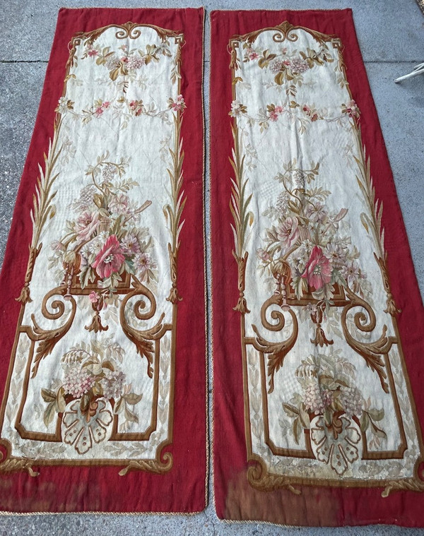 Pair Of Doors In Aubusson Tapestry Late 19th Century