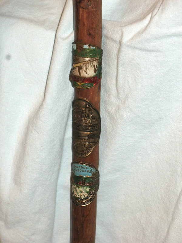 Alpine walking canes with badges 50s-60s Bavaria Germany Austria