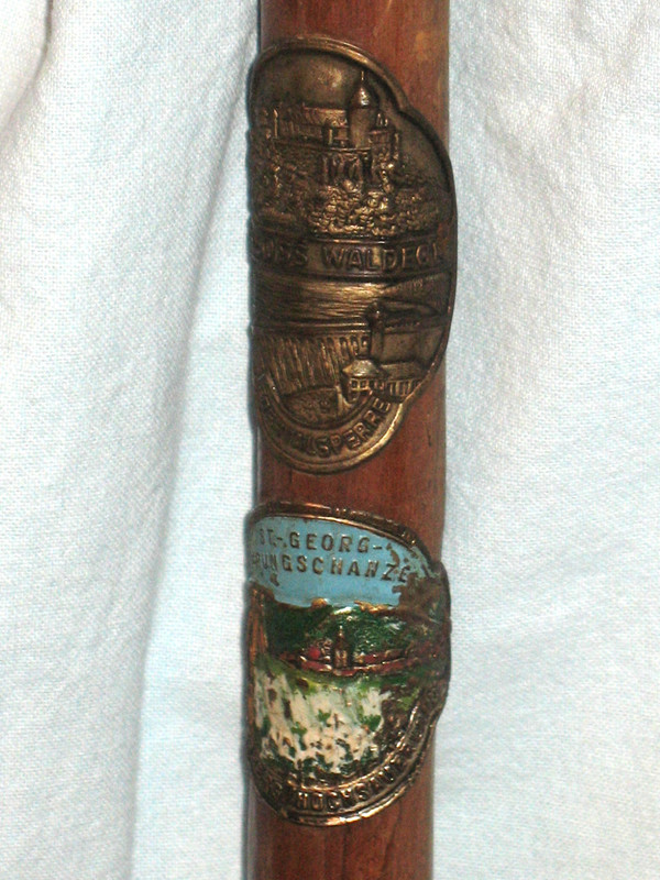 Alpine walking canes with badges 50s-60s Bavaria Germany Austria