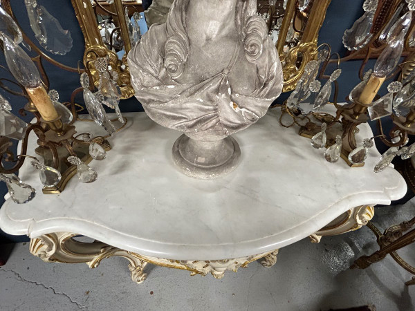 Console De Style Louis XV En Bois Laqué Et Doré époque 1900