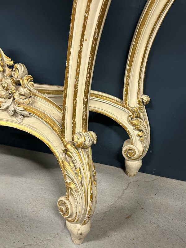 Console De Style Louis XV En Bois Laqué Et Doré époque 1900