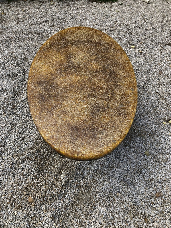 Table Basse En Résine Et éclat De Verre 1970 Pierre Giraudon - Résine Fractale