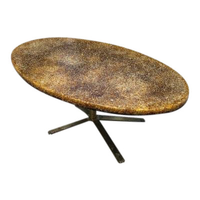 Table Basse En Résine Et éclat De Verre 1970 Pierre Giraudon - Résine Fractale
