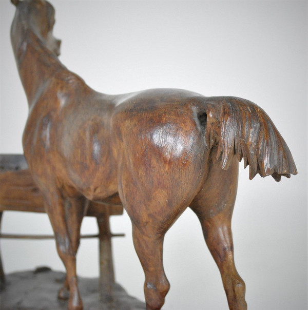 Cheval En Bois Sculpté, Forêt Noire, XIXème Siècle