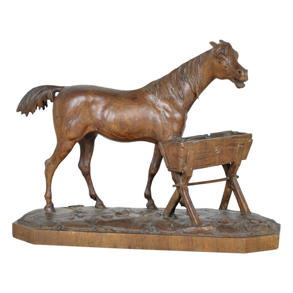 Cheval En Bois Sculpté, Forêt Noire, XIXème Siècle