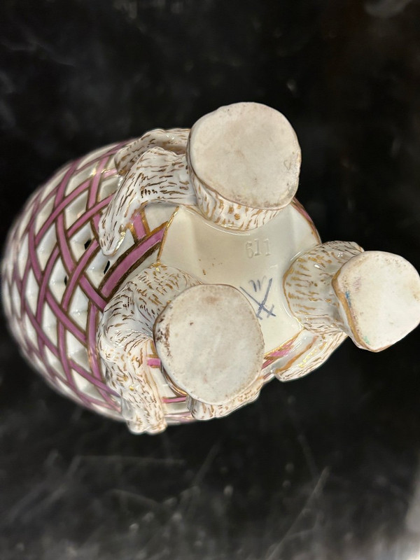 Coppia di vasi in porcellana traforata fine del XIX secolo - Sassonia - Meissen - Dresda
