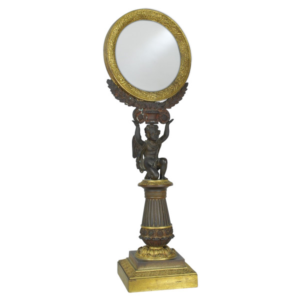 Miroir De Table En Bronze, époque Restauration, XIXème Siècle