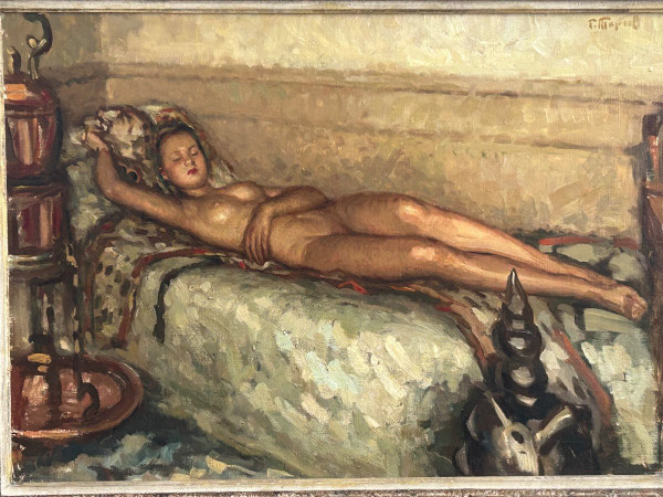 Fernand Majorel ( 1898-1965) Schlafende nackte junge Frau - Öl Auf Leinwand Orientalistisch