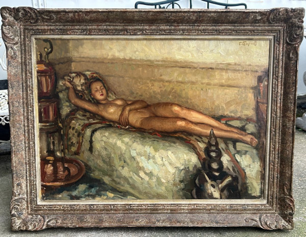 Fernand Majorel ( 1898-1965) Schlafende nackte junge Frau - Öl Auf Leinwand Orientalistisch