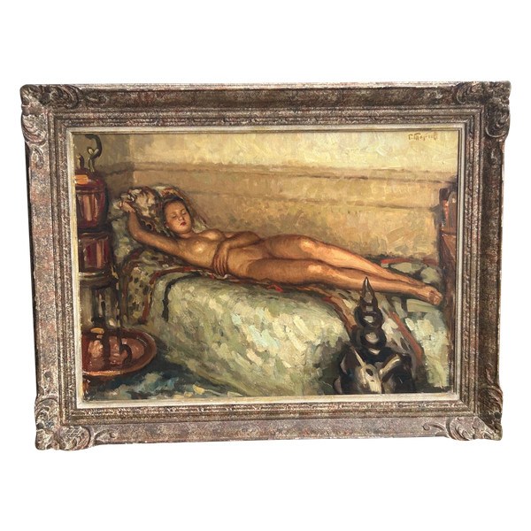 Fernand Majorel ( 1898-1965) Schlafende nackte junge Frau - Öl Auf Leinwand Orientalistisch