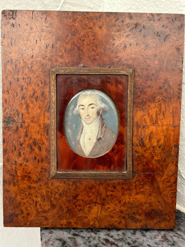 Old Miniature Portrait Of A Man Late 18th Century