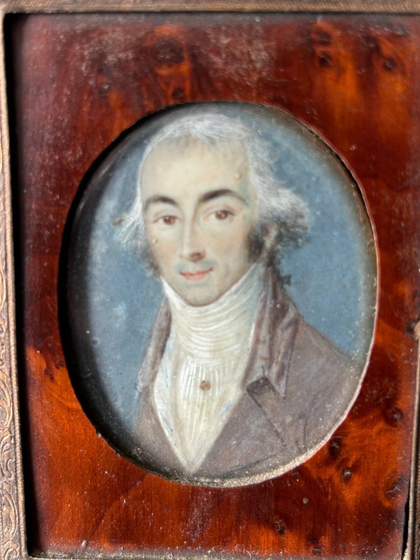 Old Miniature Portrait Of A Man Late 18th Century