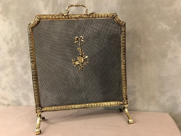 19th century bronze fireplace screen in Louis XVI style