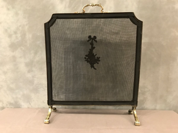 19th century bronze fireplace screen in Louis XVI style