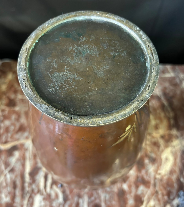 Vase Japonais - Japon Laqué Sur Bronze Du XIXéme Siècle H 38 Cm