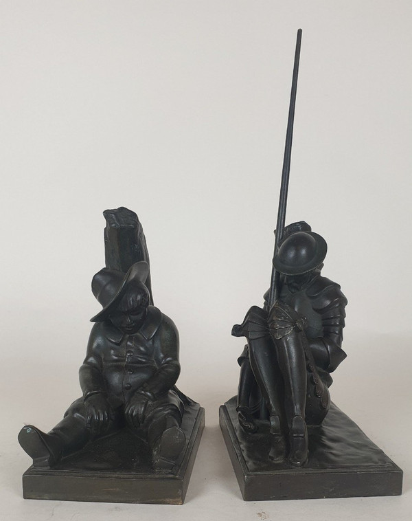 Janle / Max Le Verrier, Paire De Serre-livres Don Quichotte, Art Déco, XXème Siècle