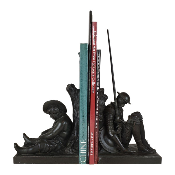 Janle / Max Le Verrier, Paire De Serre-livres Don Quichotte, Art Déco, XXème Siècle