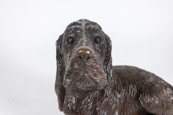 Carved basswood dog in Black Forest style, circa 1900