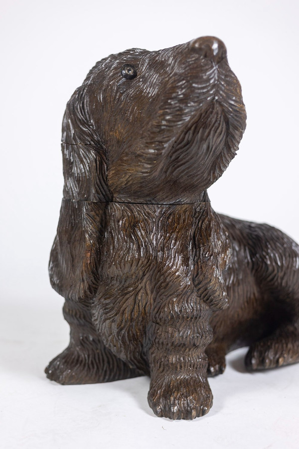 Carved basswood dog in Black Forest style, circa 1900