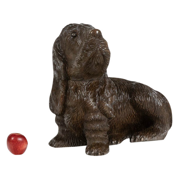 Carved basswood dog in Black Forest style, circa 1900