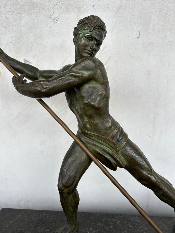 Grande bronzo Art Déco “La Force” non firmato H 59 x L 75 cm
