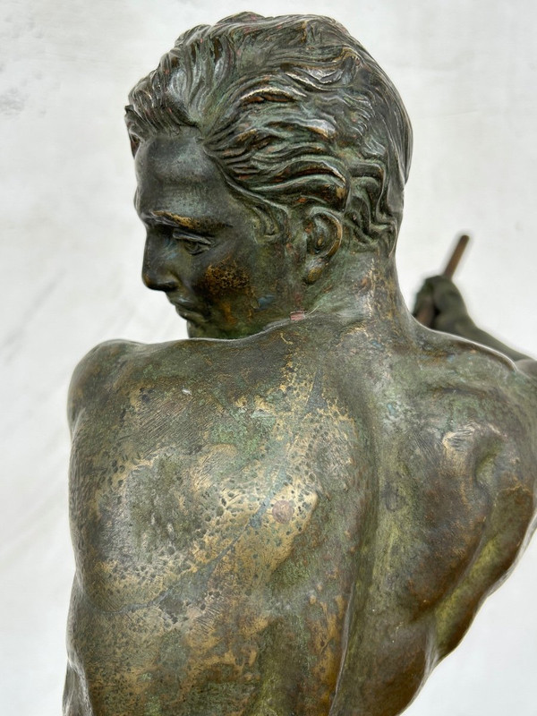 Grande bronzo Art Déco “La Force” non firmato H 59 x L 75 cm