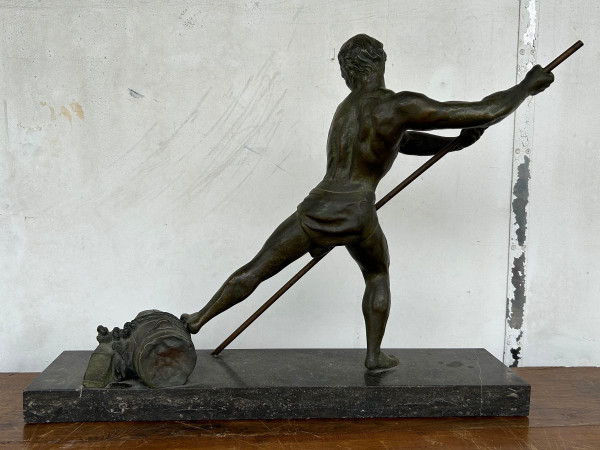 Grande bronzo Art Déco “La Force” non firmato H 59 x L 75 cm