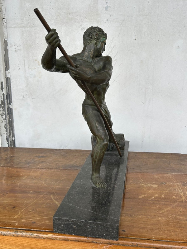 Grande bronzo Art Déco “La Force” non firmato H 59 x L 75 cm