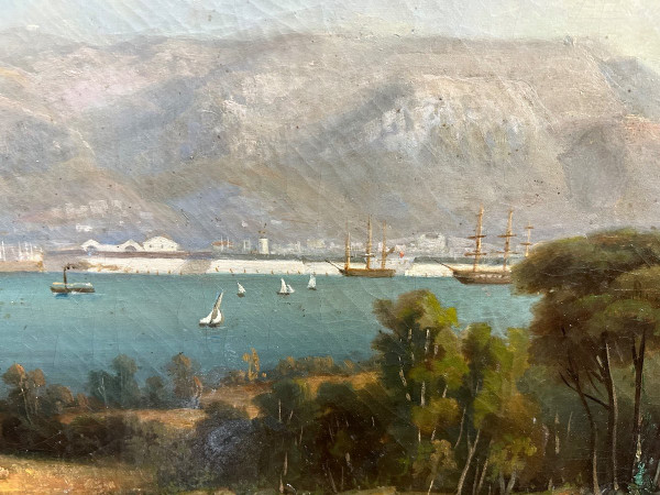 Vue De La Rade De Toulon Vers 1840-50 - école Française Du XIXéme tableau huile sur toile