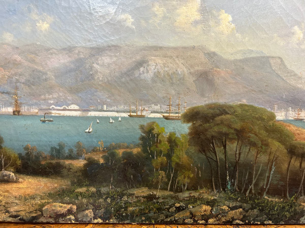 Vue De La Rade De Toulon Vers 1840-50 - école Française Du XIXéme tableau huile sur toile